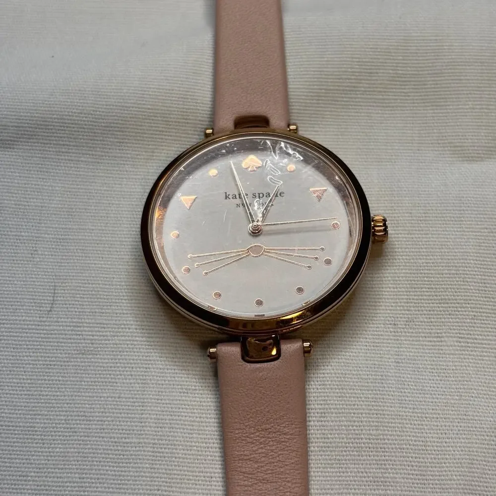 KATE‎ SPADE HOLLAND WOMEN'S ROSE GOLD PINK LEATHER CAT KSW9049